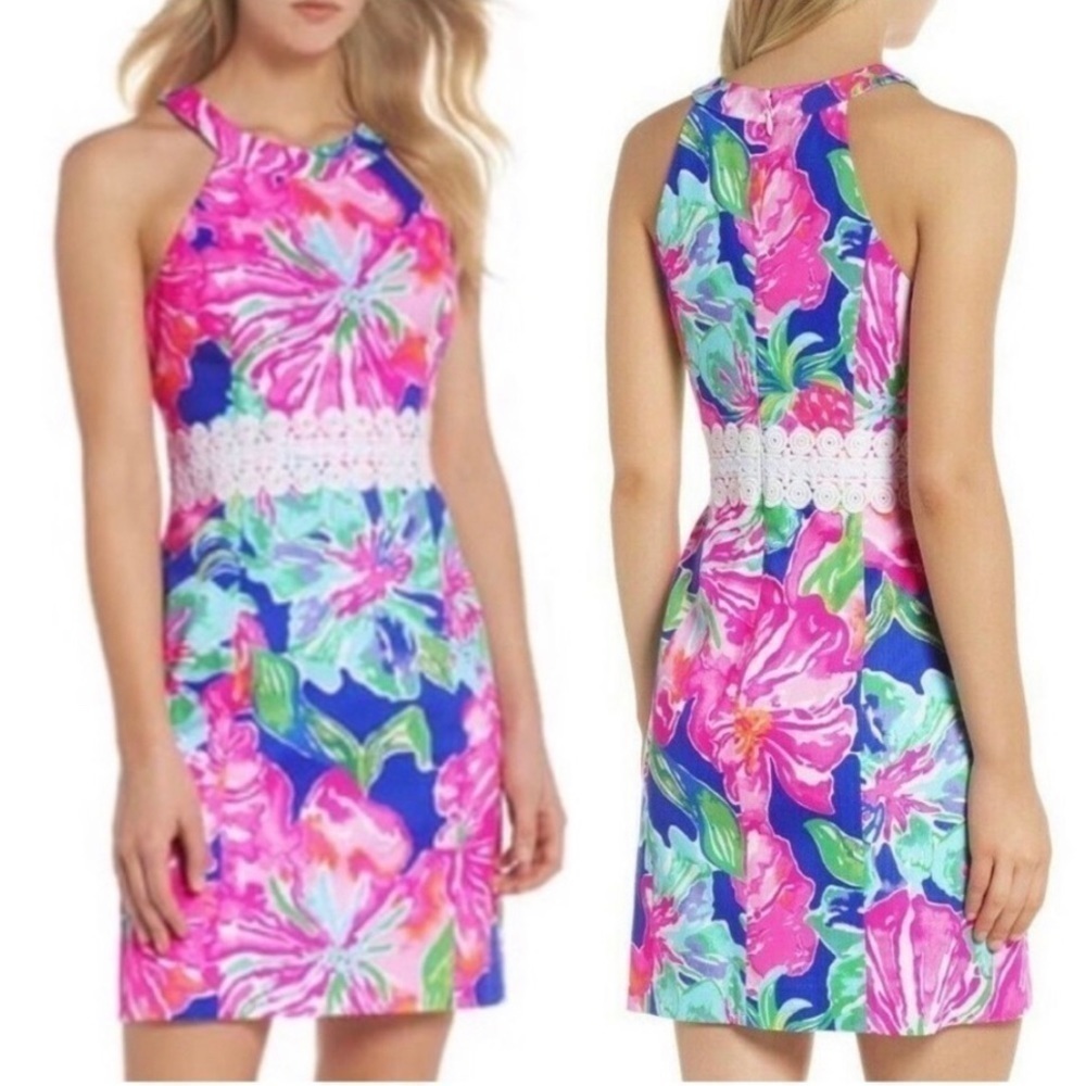 Lilly Pulitzer Ashlyn Shift Dress Beckon Blue Jungle Utopia 29555